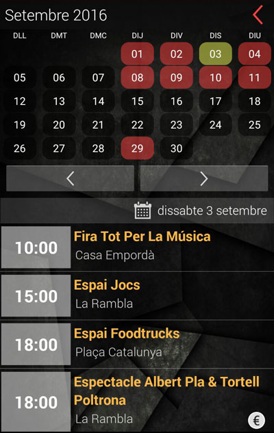 Android App : Vista mensual