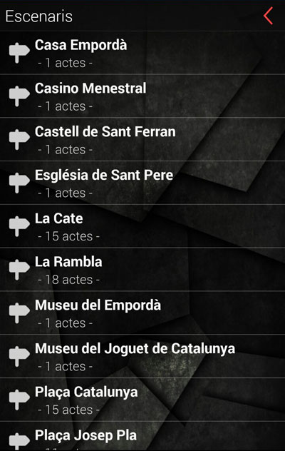 Android App : Filtro escenarios / lugares