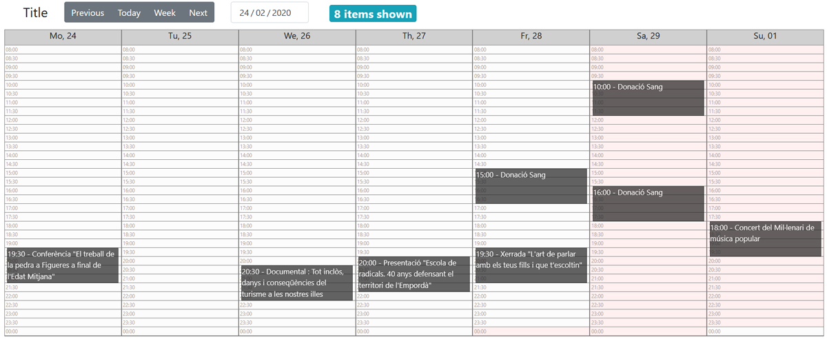 Intranet App : Vista semana