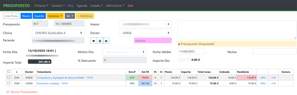 Datos presupuesto