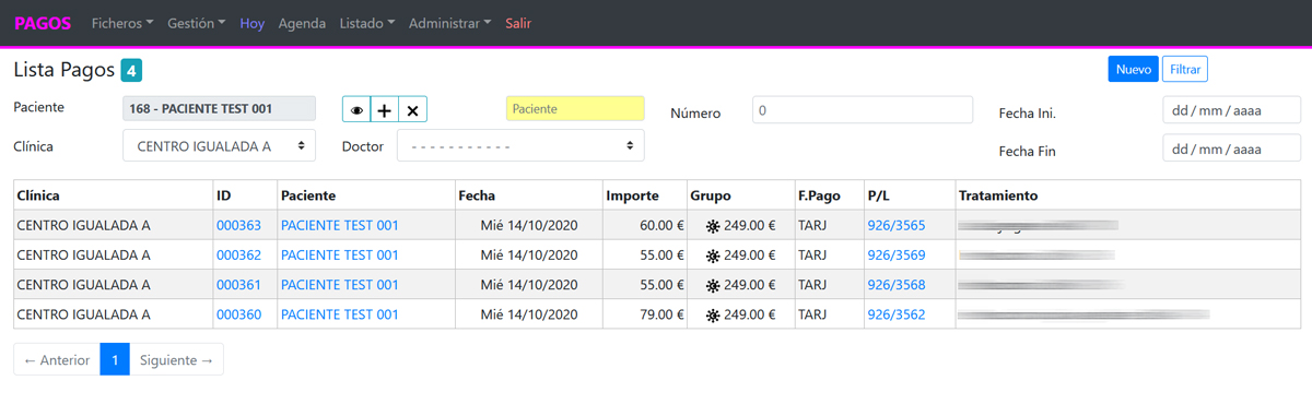 Lista pagos