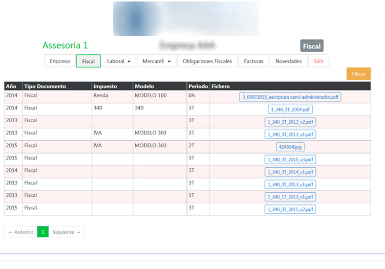 Parte cliente: Consulta documentos